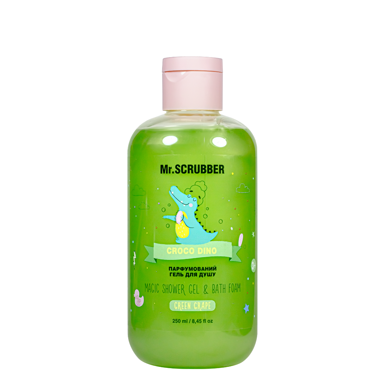 Гель для душу та піна для ванни Mr. Scrubber Croco Dino Green Grape 2в1 від 3 років 250 мл
