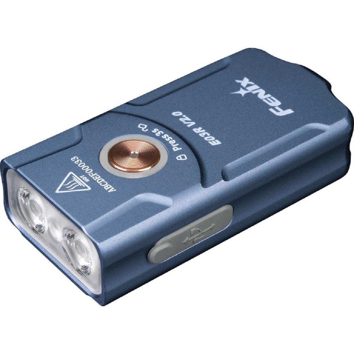 Фонарь карманный брелок Fenix E03R V2.0 Синий (E03RV20BL)