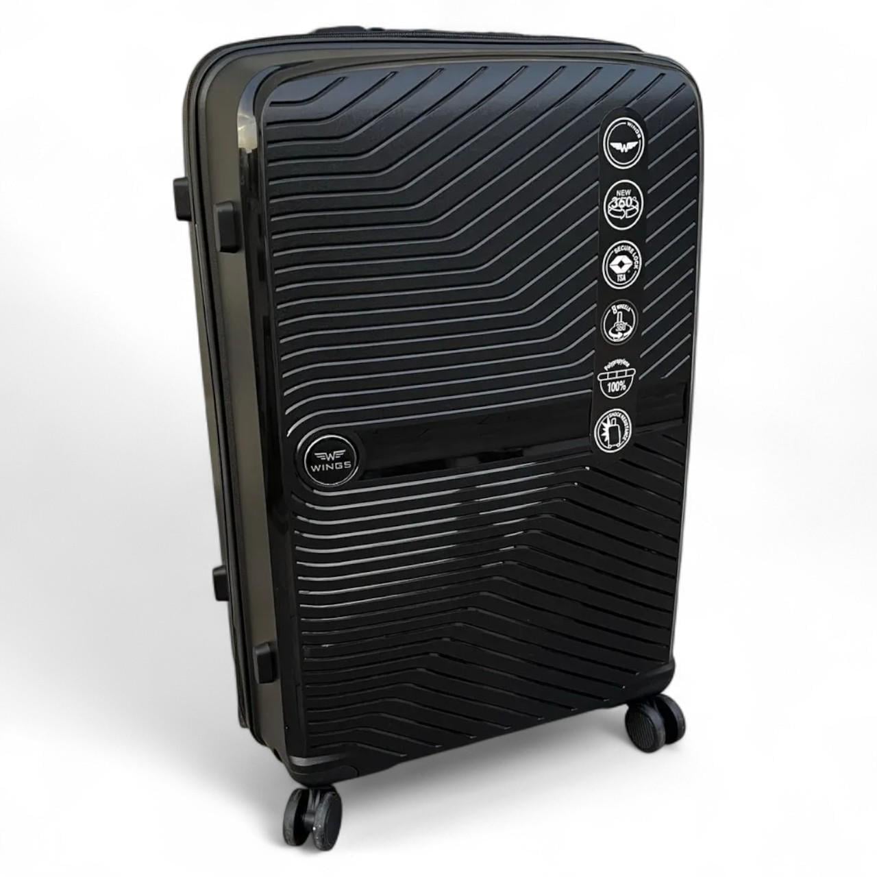 Валіза Wings PP06 поліпропілен на 4-х колесах з кодовим замком S 39 л Black (S_DQ181-04BlackS)