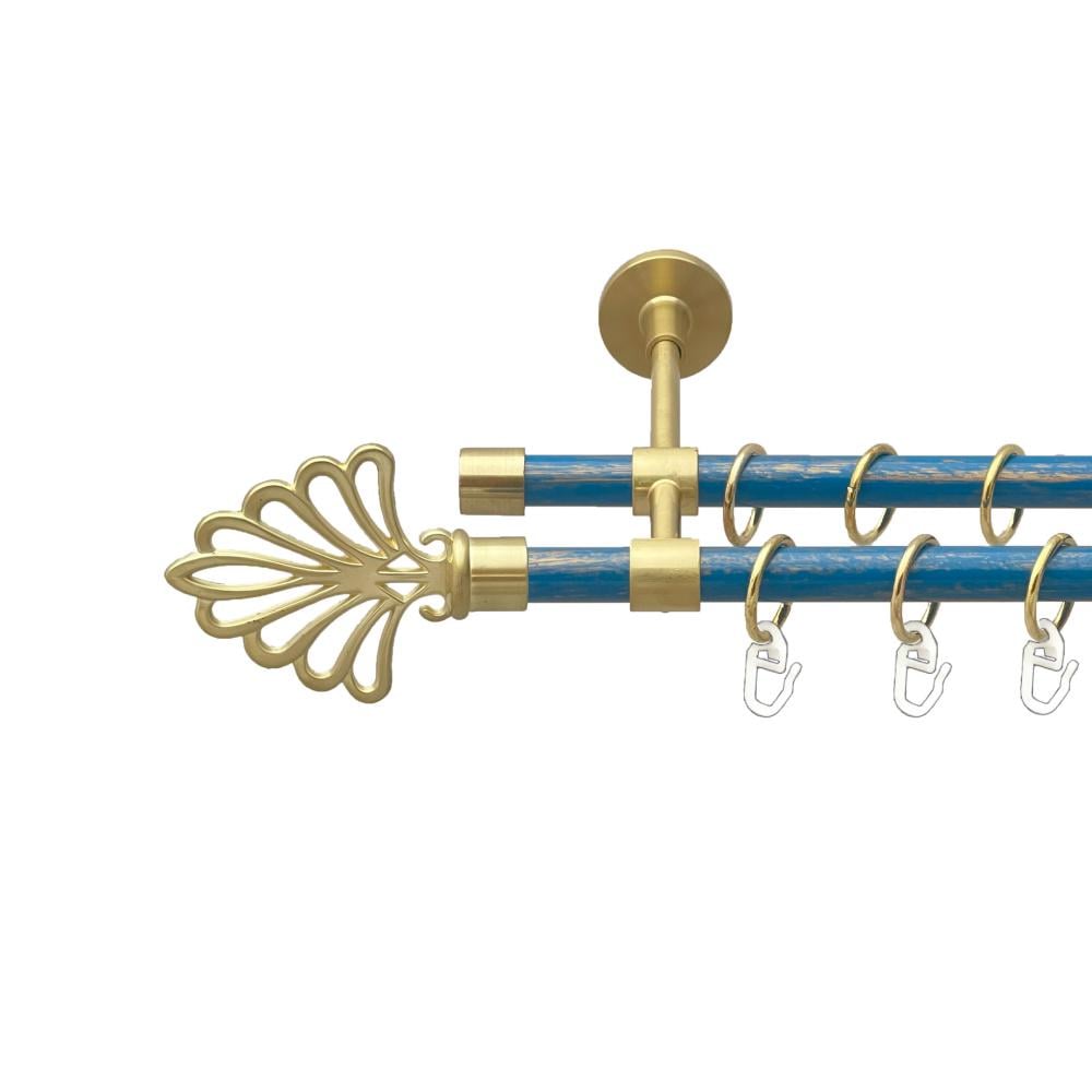 Карниз Orvit Модерн металевий дворядний закритий гладка труба кільце металеве Матове - Блакить 16/16 мм 200 см Золото (00-00025077)