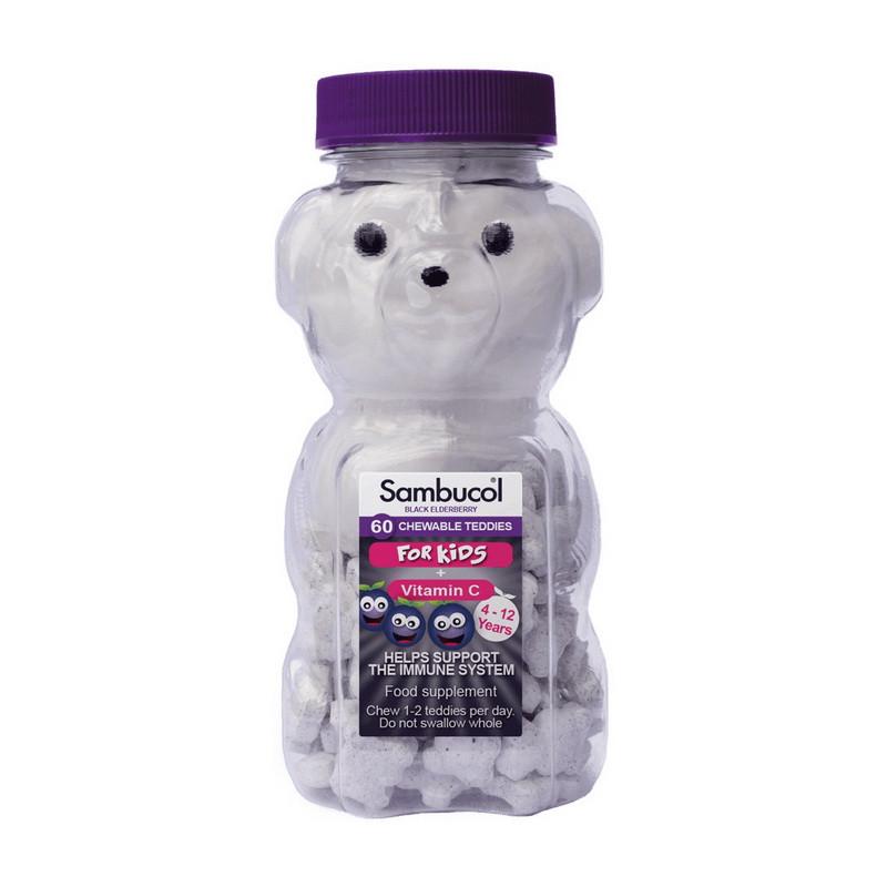 Бузина Sambucol Black Elderberry Chewable Teddies For Kids + Vitamin C 60 желейок (21209-01)