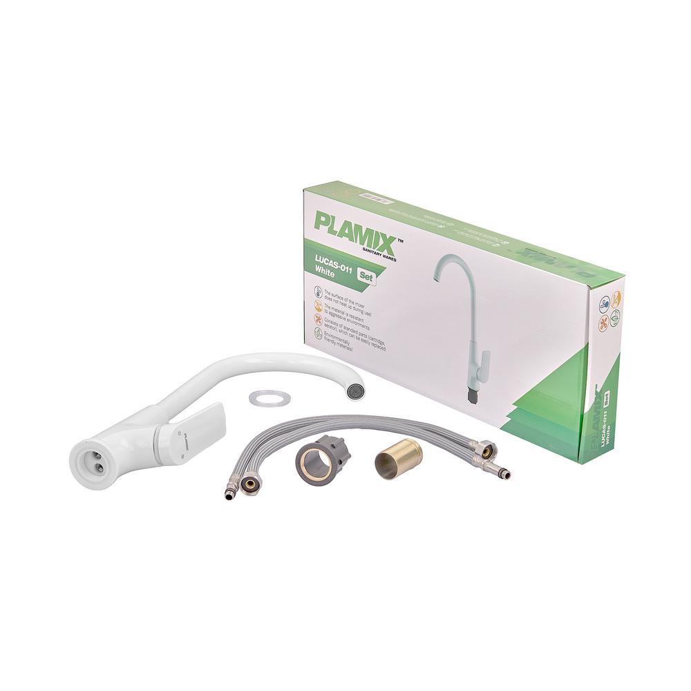 Смеситель PLAMIX LUCAS-011 с высоким изливом однорычажный пластик Белый (b-PM0714) - фото 3 Смеситель PLAMIX LUCAS-011 с высоким изливом однорычажный пластик Белый (b-PM0714) - фото 3