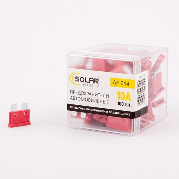 Набор предохранителей Solar цинковый сплав стандарт 10А 100 шт. (1086)