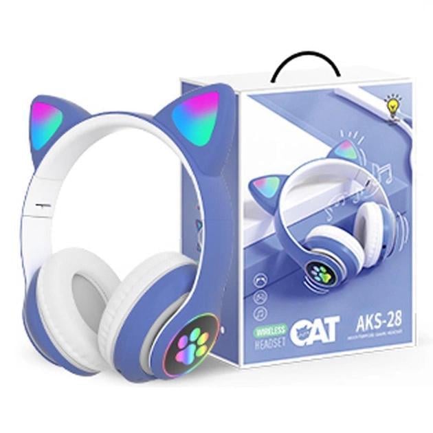 Наушники CAT AKS-28 Bluetooth с кошачьими ушками Синий