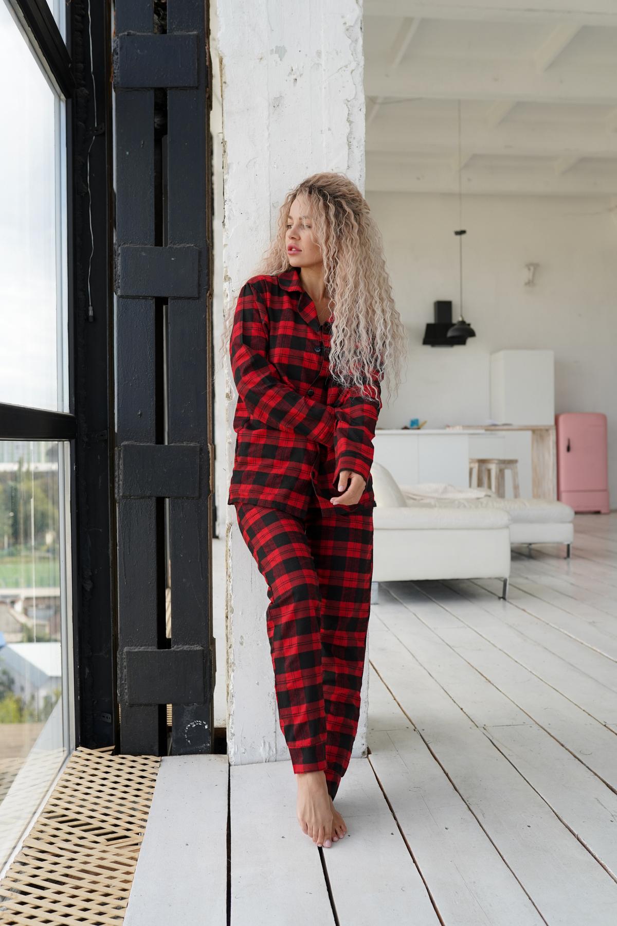 Пижама женская фланелевая домашняя XXL Красно-черный (24126/2/5) Пижама женская фланелевая домашняя XXL Красно-черный (24126/2/5)