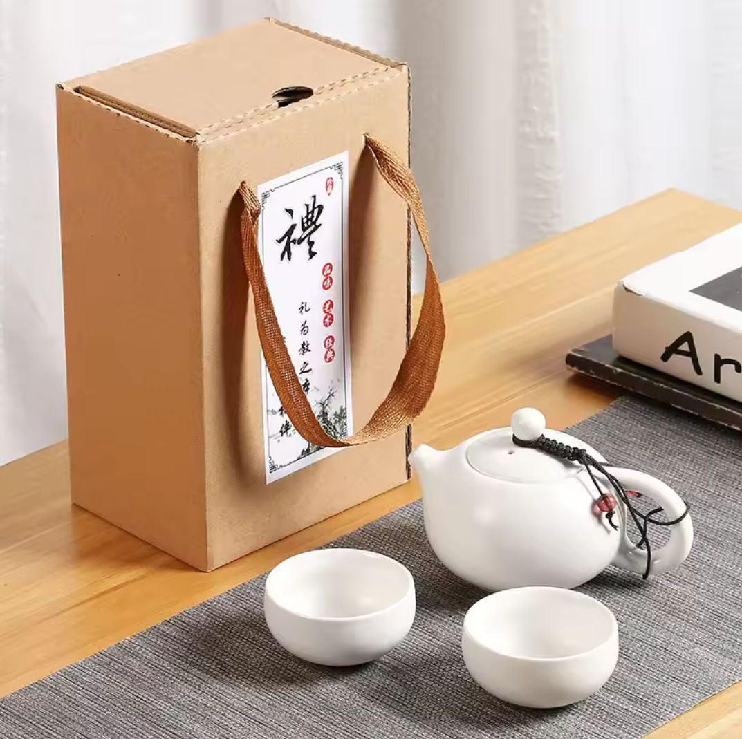 Набор для чая портативный фарфоровый с чайником Белый (455890)