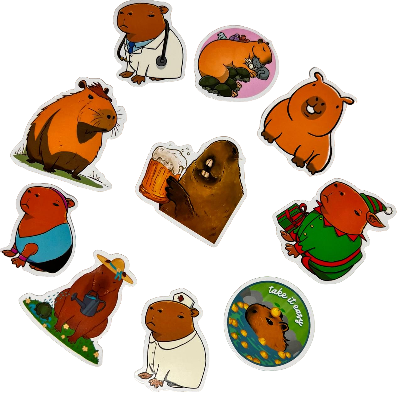 Набор виниловых стикеров Капибара 10 шт. (15948)