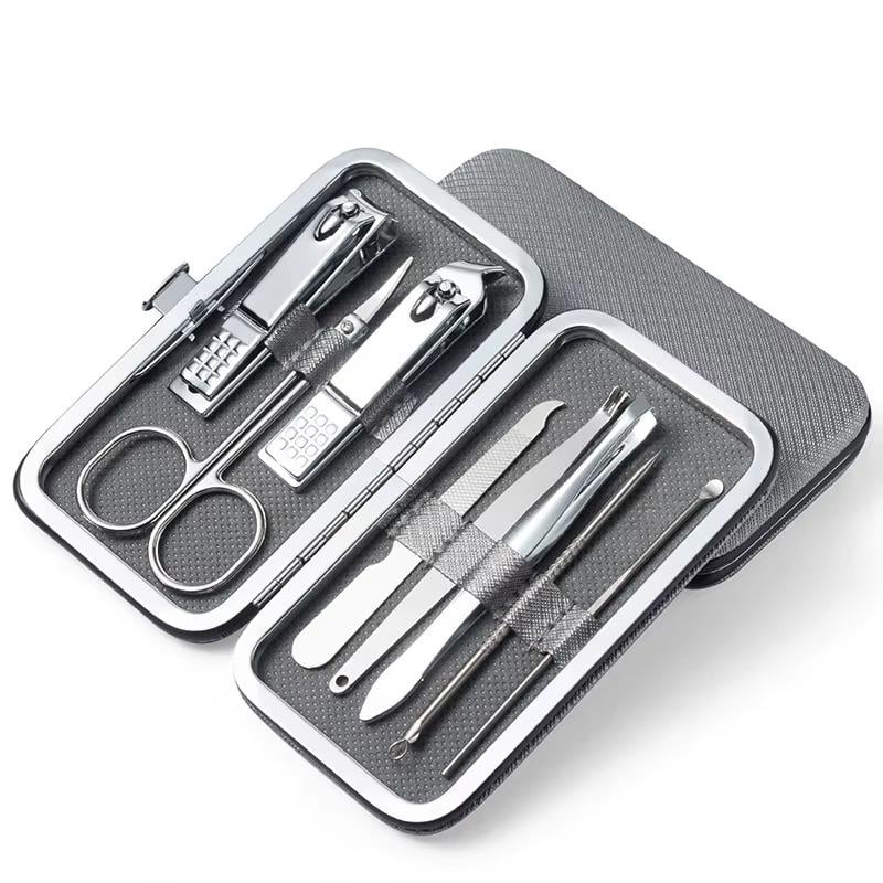 Набір інструментів для манікюру/педикюру та чищення шкіри 8 шт. Сірий