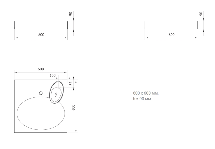 Умивальник на пральну машину PAA Claro KICLASIF_00 квадратний 600х600 мм Білий глянцевий (LM-KICLASIF_00) - фото 2 Умивальник на пральну машину PAA Claro KICLASIF_00 квадратний 600х600 мм Білий глянцевий (LM-KICLASIF_00) - фото 2