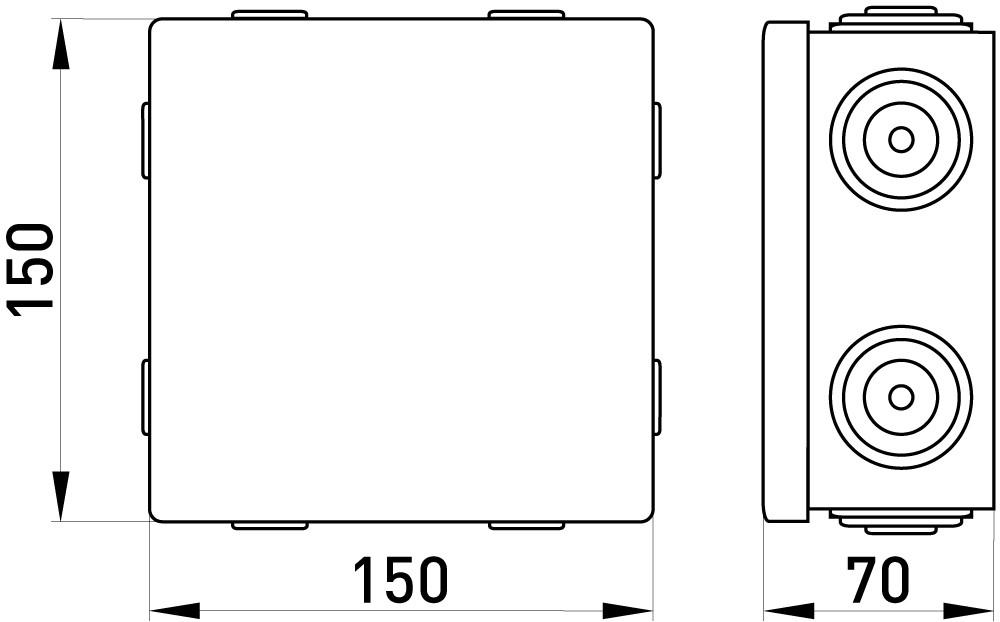 Распределительная коробка E.NEXT e.db.pro.150.150.70u наружная 8 герметичных вводов IP55 ПВХ 150х150х70 мм (p016104) - фото 3