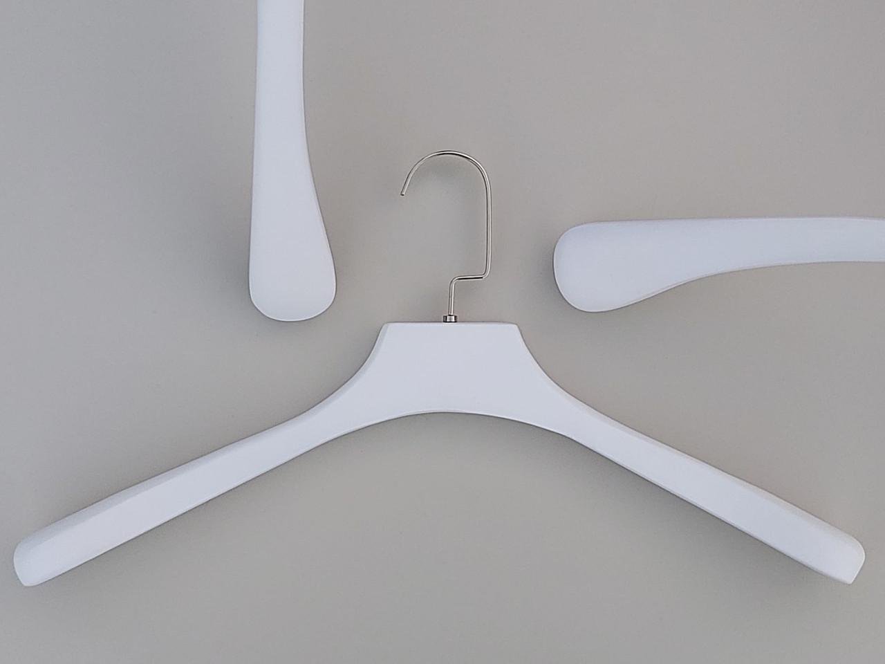 Вішалка для одягу Hanger 45 см дерев'яна з розширеними плечима Білий