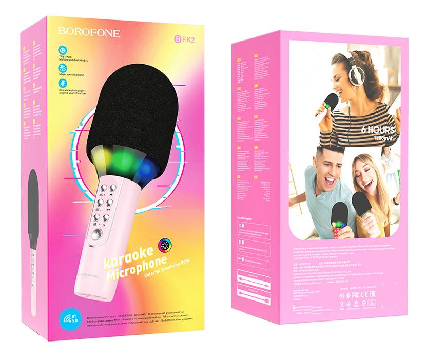 Караоке микрофон-колонка Borofone BFK2 Розовый (BFK2P) - фото 4