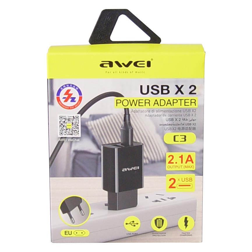 Зарядное устройство Awei 7658 2 USB 2,1 А Черный (5905b900) - фото 4