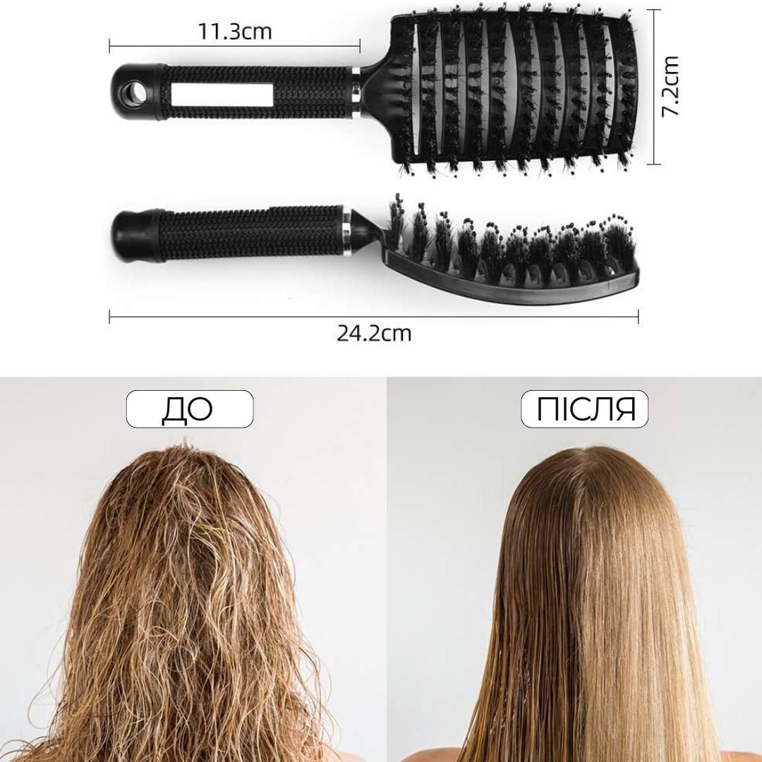 Расческа для укладки и распутывания волос с двойной щетиной Черный - фото 4 Расческа для укладки и распутывания волос с двойной щетиной Черный - фото 4