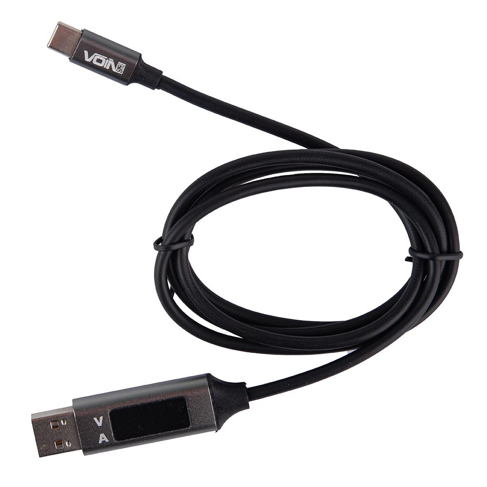 Кабель Voin CC-3201C GY, USB-Type C 3А з дисплеєм 1 м Grey (CC-3201C GY)