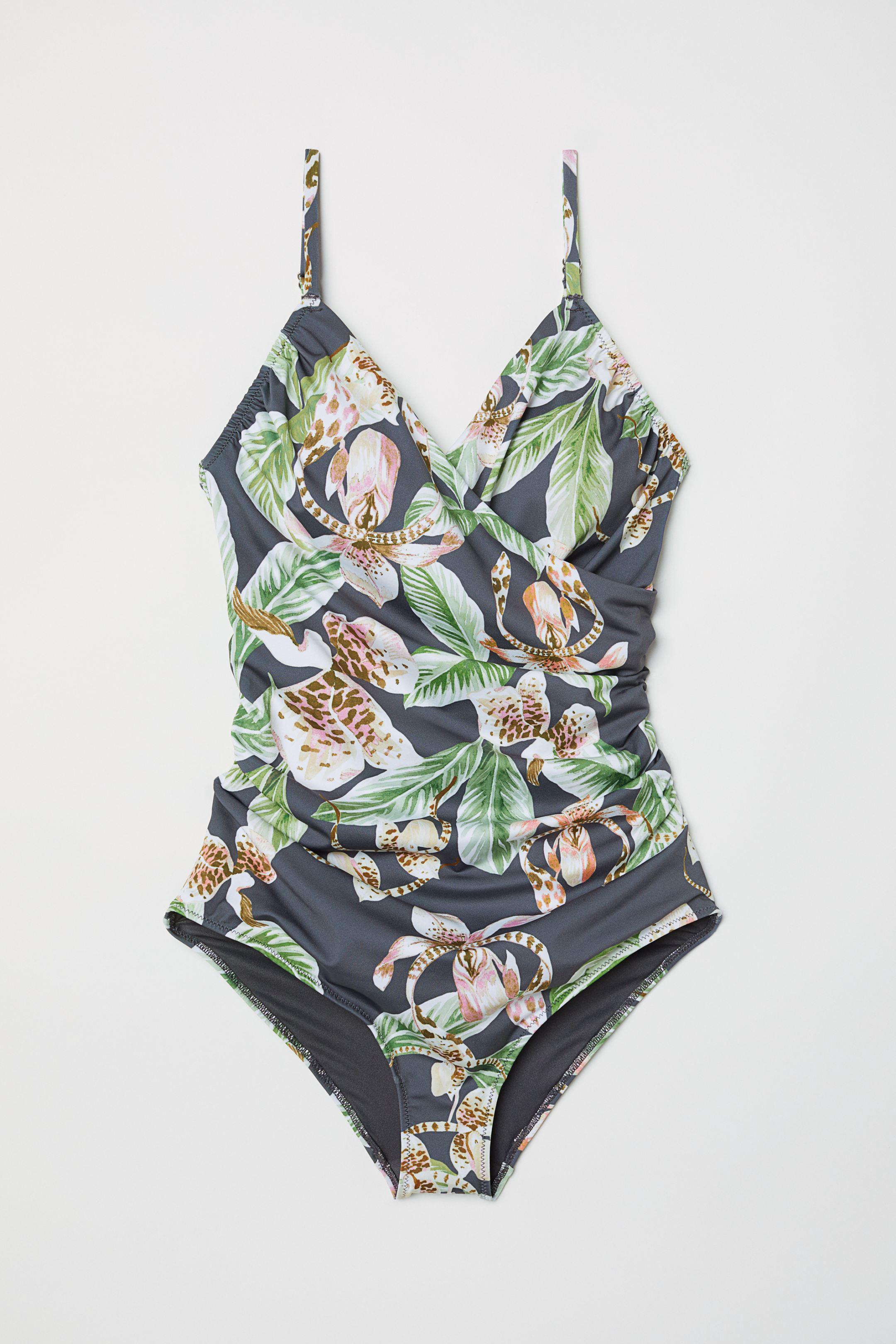 Купальник H&M Цветы р. 36 Серый (1881839)