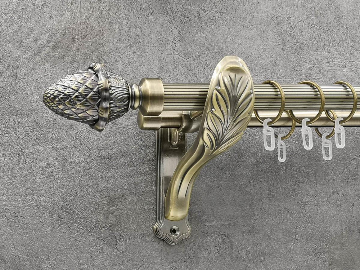 Карниз Quadrum Шишка рифлена штанга подвійний ретро 25/19 мм 400 см Антик (262049146)