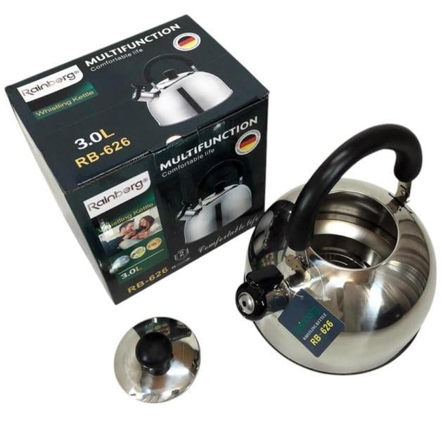 Чайник для электрических и газовых плит Rainberg RB-626 со свистком с бакелитовой ручкой 3 л (5412141) - фото 2