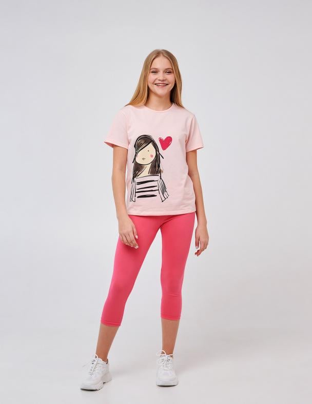 Лосины 3/4 для девочки Smil стрейч-кулир 164 см Коралловый (115605)