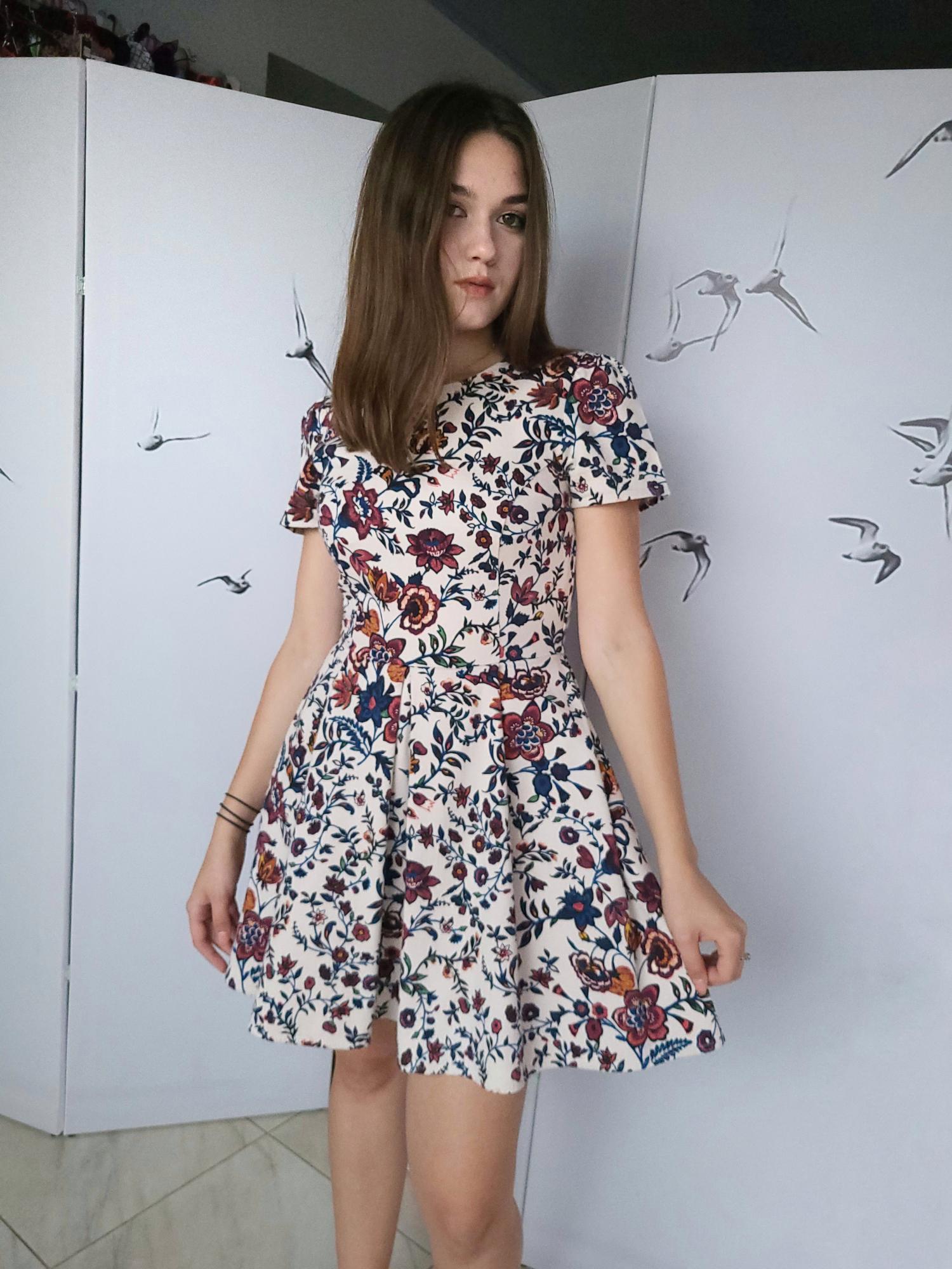 Сукня жіноча TOPSHOP 14231 Квіти S Бежевий (42)