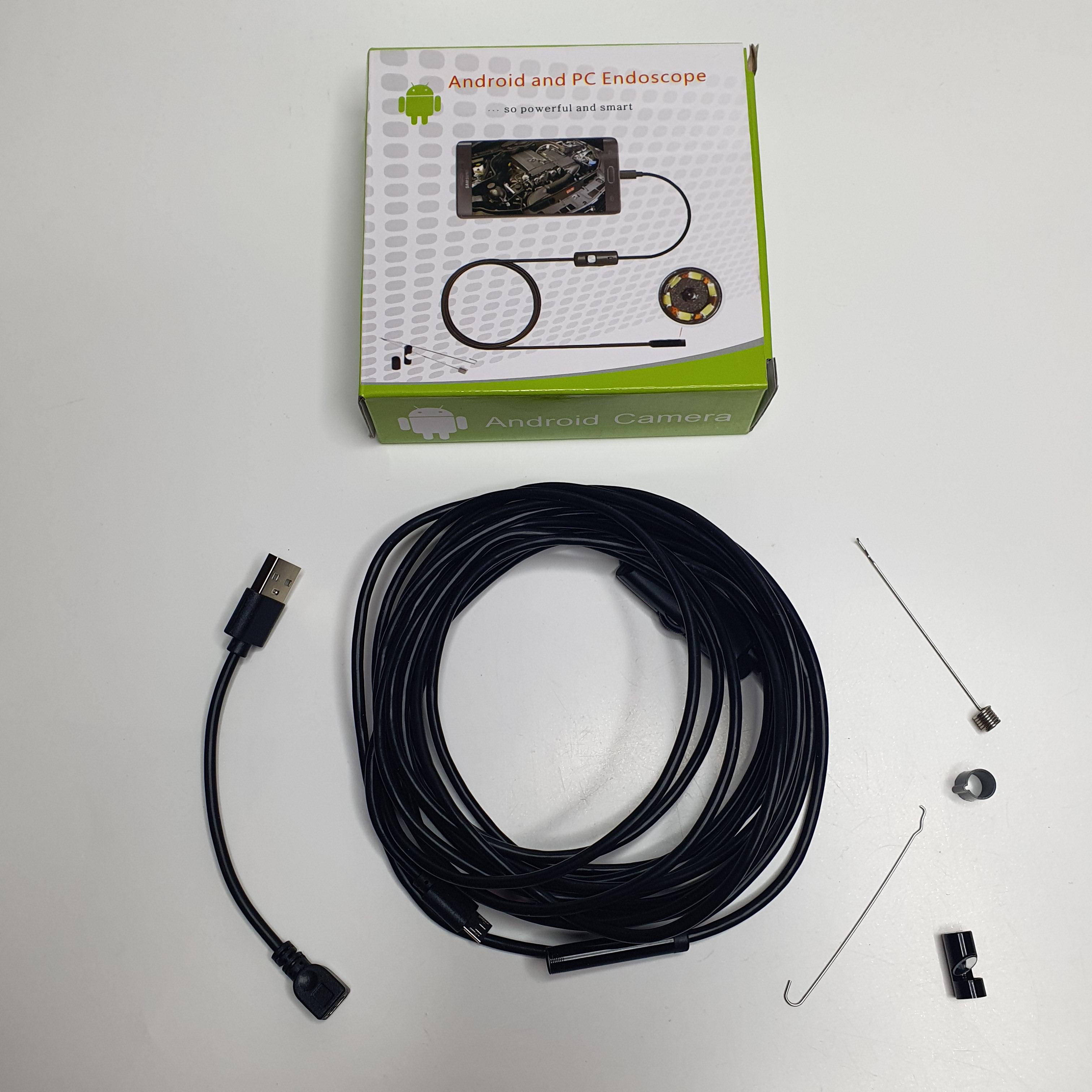 Ендоскопічна камера Android та PC Endoscope гнучка USB з підсвічуванням 5 м Чорний (AND-2826)