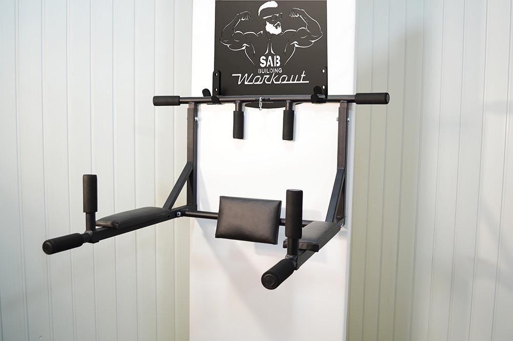 Турник-брусья SAB В2/р настенный разборной с рамкой крепления и упором для пресса Черный (0047) - фото 4 Турник-брусья SAB В2/р настенный разборной с рамкой крепления и упором для пресса Черный (0047) - фото 4