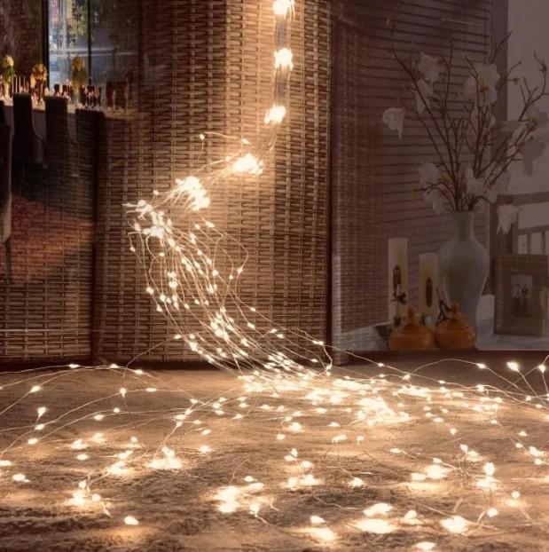 Гирлянда Конский хвост 300 LED 10 нитей от сети 3 м Белый теплый (0102)