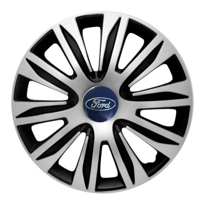 Колпаки для колес 4 Racing Nardo R13 с логотипом Ford 4 шт. Silver/Black