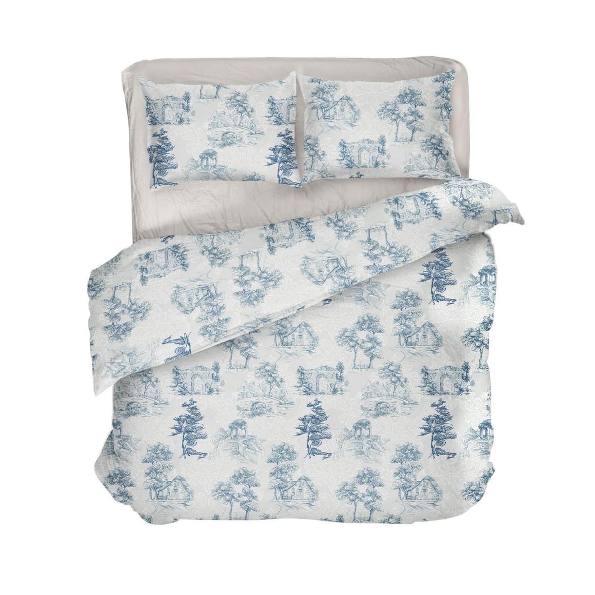 Постільна білизна Lelit полікотон євро Молочний з блакитним (P-0141)