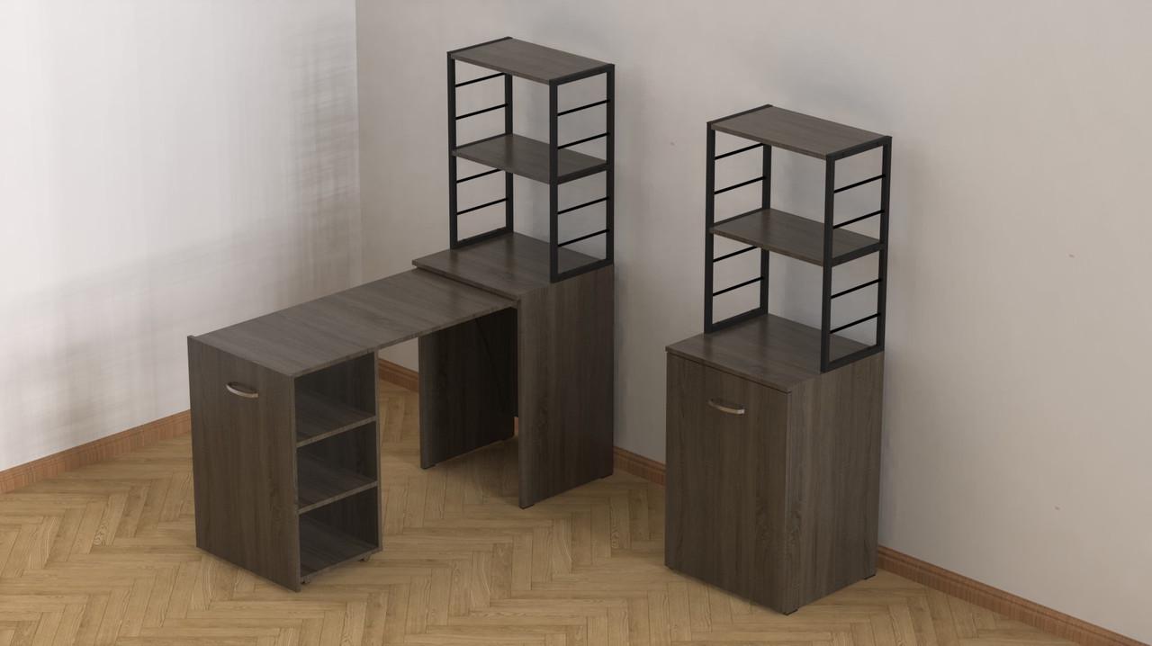 Стіл-тумба трансформер Ferrum-decor Смарт 4/2 з етажеркою метал/ДСП 16 мм 1430x1450x600 мм Чорний/Дуб Сонома Трюфель (FRD-105134) - фото 8 Стіл-тумба трансформер Ferrum-decor Смарт 4/2 з етажеркою метал/ДСП 16 мм 1430x1450x600 мм Чорний/Дуб Сонома Трюфель (FRD-105134) - фото 8