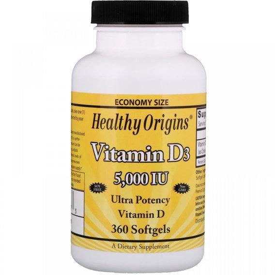 Витамин D Healthy Origins Vitamin D3 5000 IU 360 Softgels