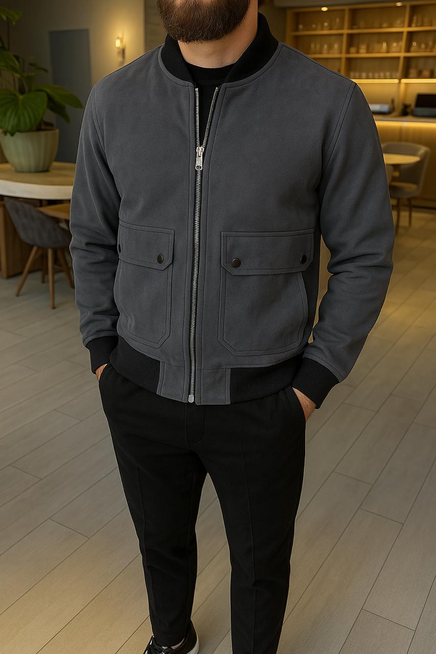 Бомбер чоловічий замшевий демісезонний L Сірий (F0020/2/3) - фото 4 Бомбер чоловічий замшевий демісезонний L Сірий (F0020/2/3) - фото 4