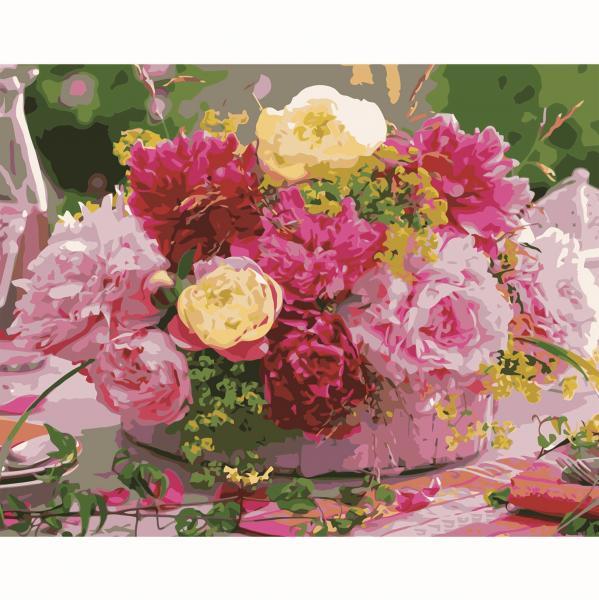 Набор для росписи по номерам Strateg разноцветный букет 40х50 см (VA-2642-mt)