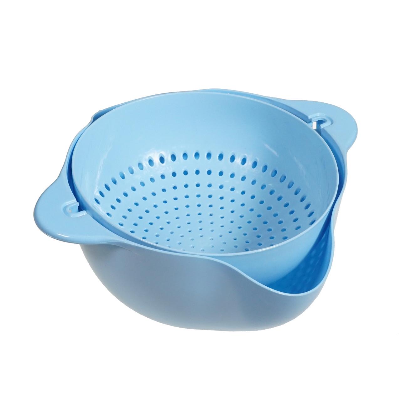 Дуршлаг Wellamart двойной для мытья и просушивания фруктов Голубой (57540004) Дуршлаг Wellamart двойной для мытья и просушивания фруктов Голубой (57540004)
