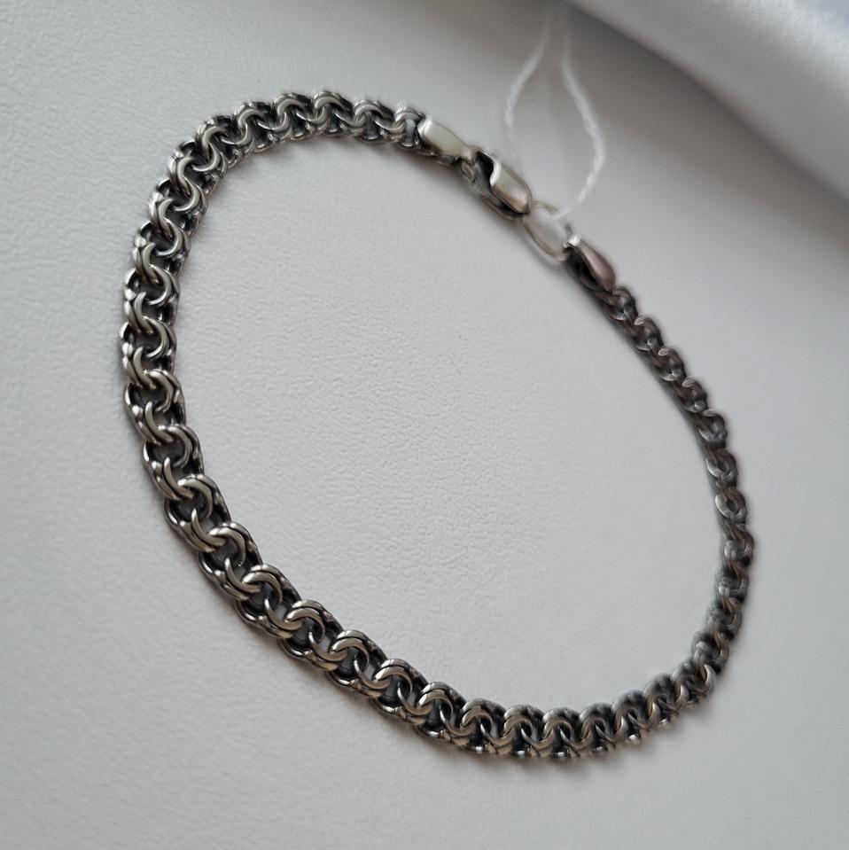 Браслет плоский Бисмарк из серебра 925 проба 19 см 4,78 г 4 мм (бр5ч)