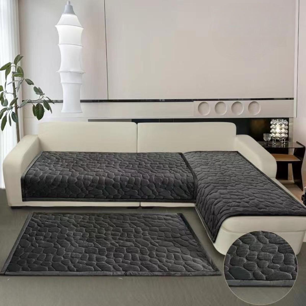 Покривало Koloco на диван/крісло велюр 3 шт. Чорний (39417) - фото 2