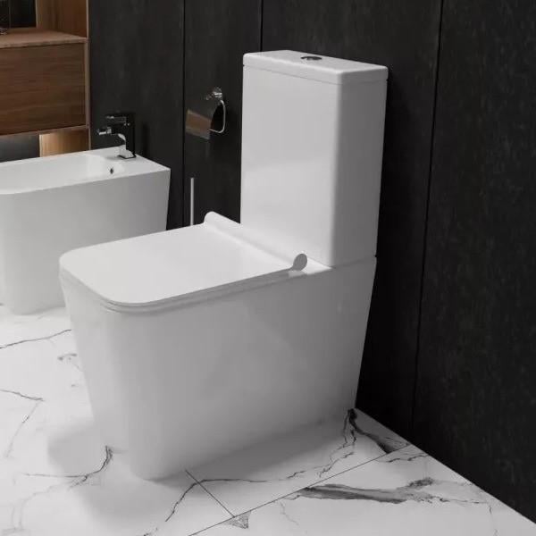 Унітаз компакт Koller Pool Kvadro 675x365 прямокутний з сидінням Білий (KR-0675-RC-C + KR-0675-RC-T)