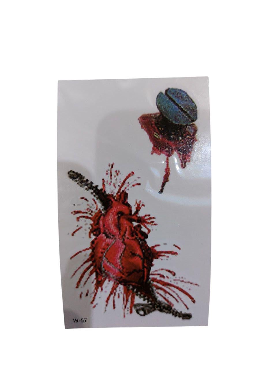 Наклейки тату для Хэллоуина гвоздь и раны 10x6 см Красный (900023)