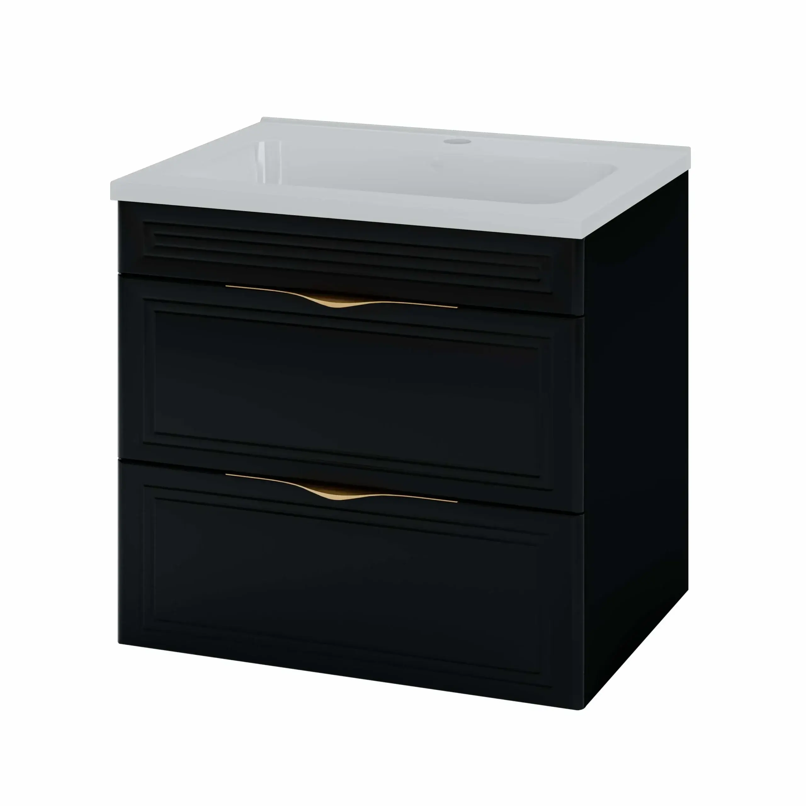 Тумба для ванной Van Mebles Эстель 600x450 подвесная с умывальником Родео 60 Черный (MRT-000008333)