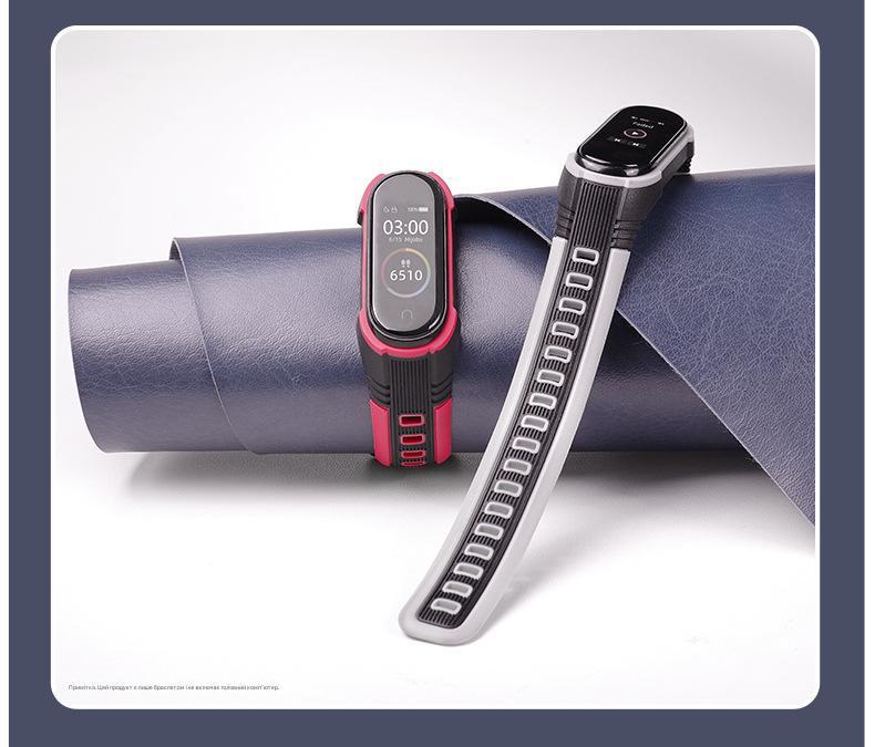 Ремешок для смарт-браслетов MiJobs X-Sport Two-Color для Xiaomi Mi Band 4/3 Черный/Хаки (1380P) - фото 5