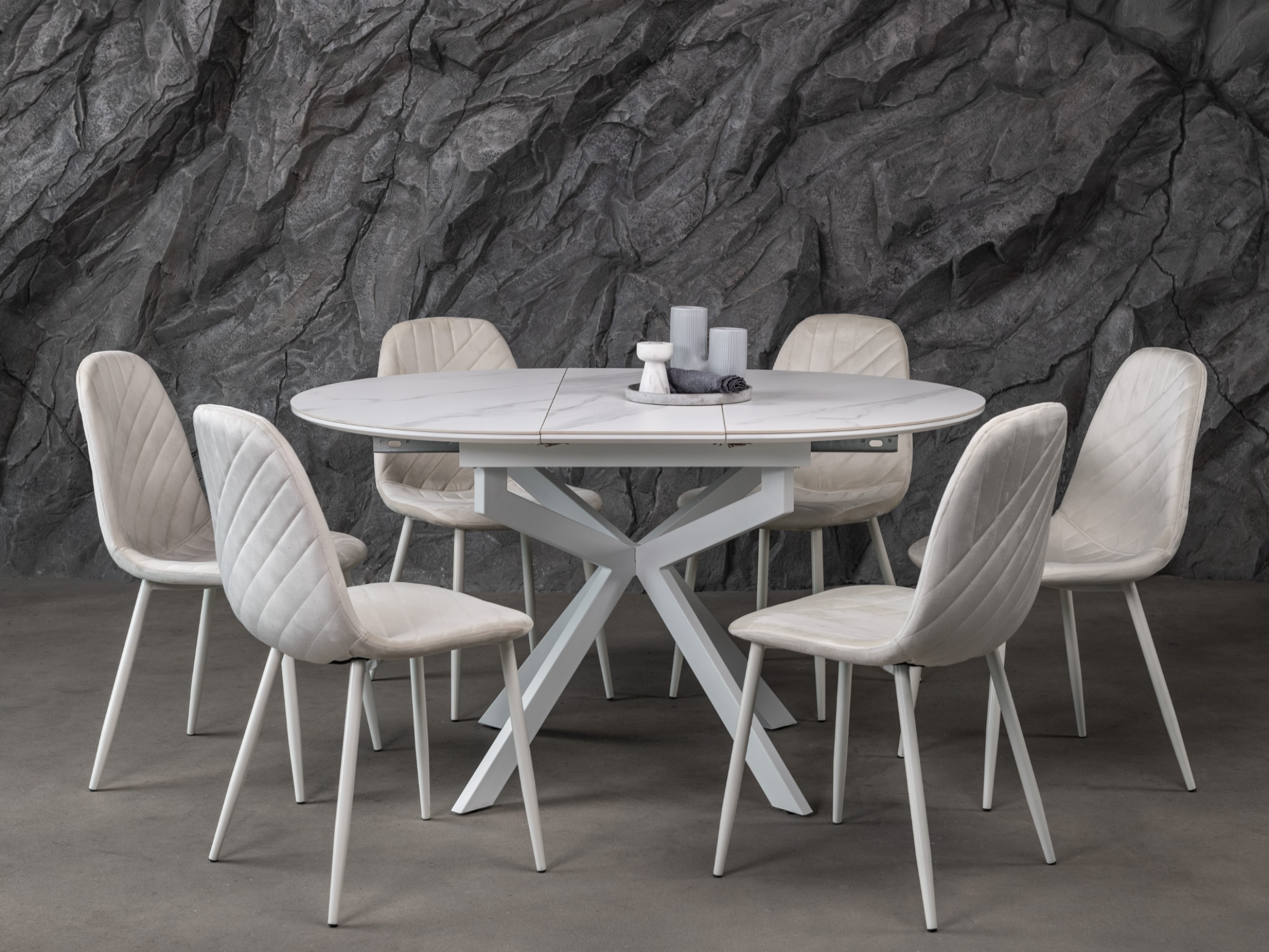 Обідній стіл круглий Vetro Mebel Офелія 1050/1380/760 мм Калакатта крістал/Білий (TML-1250) - фото 11 Обідній стіл круглий Vetro Mebel Офелія 1050/1380/760 мм Калакатта крістал/Білий (TML-1250) - фото 11