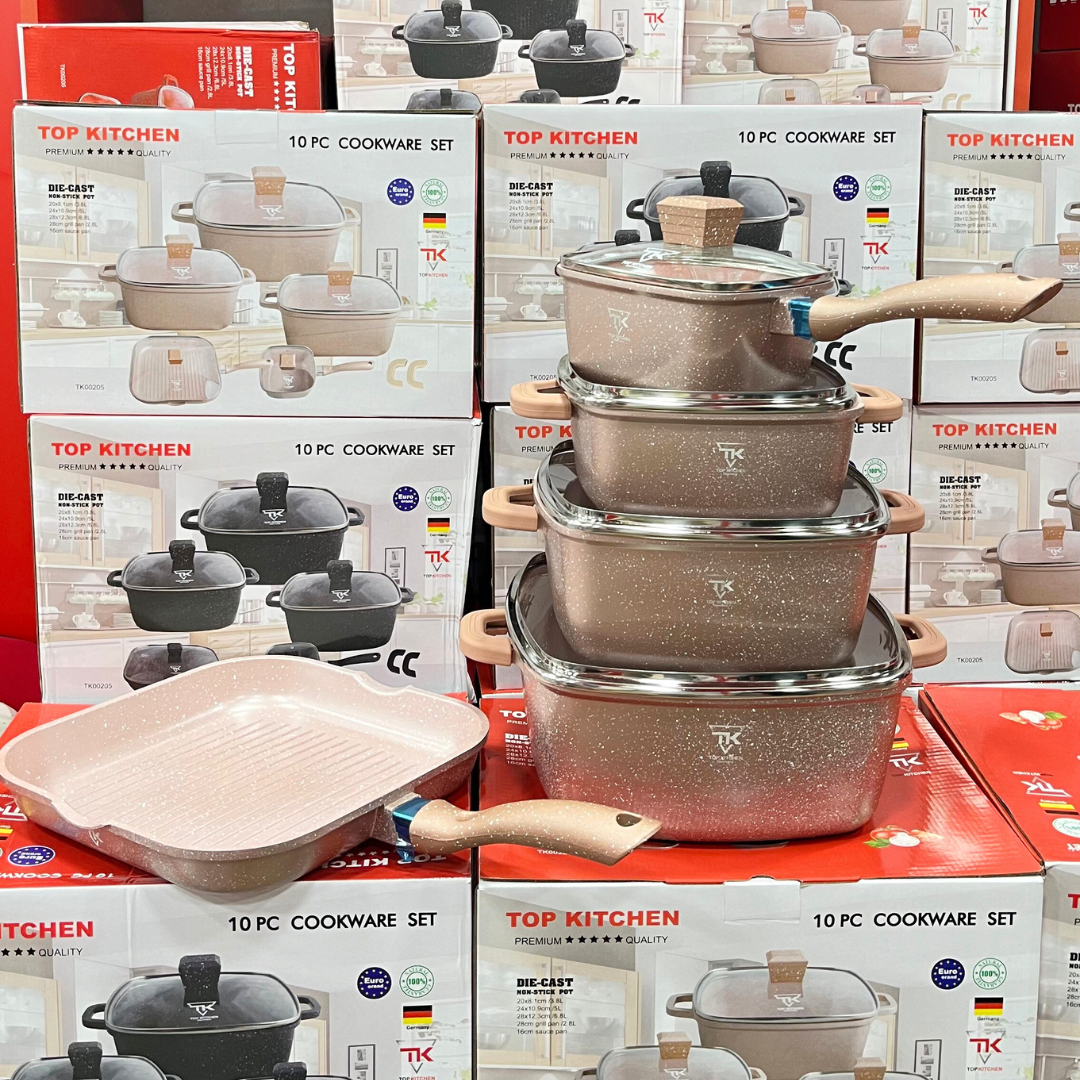 Набір посуду Top Kitchen TK-00205 з гранітним антипригарним покриттям 10 предметів Пудровий (2429436262) - фото 3