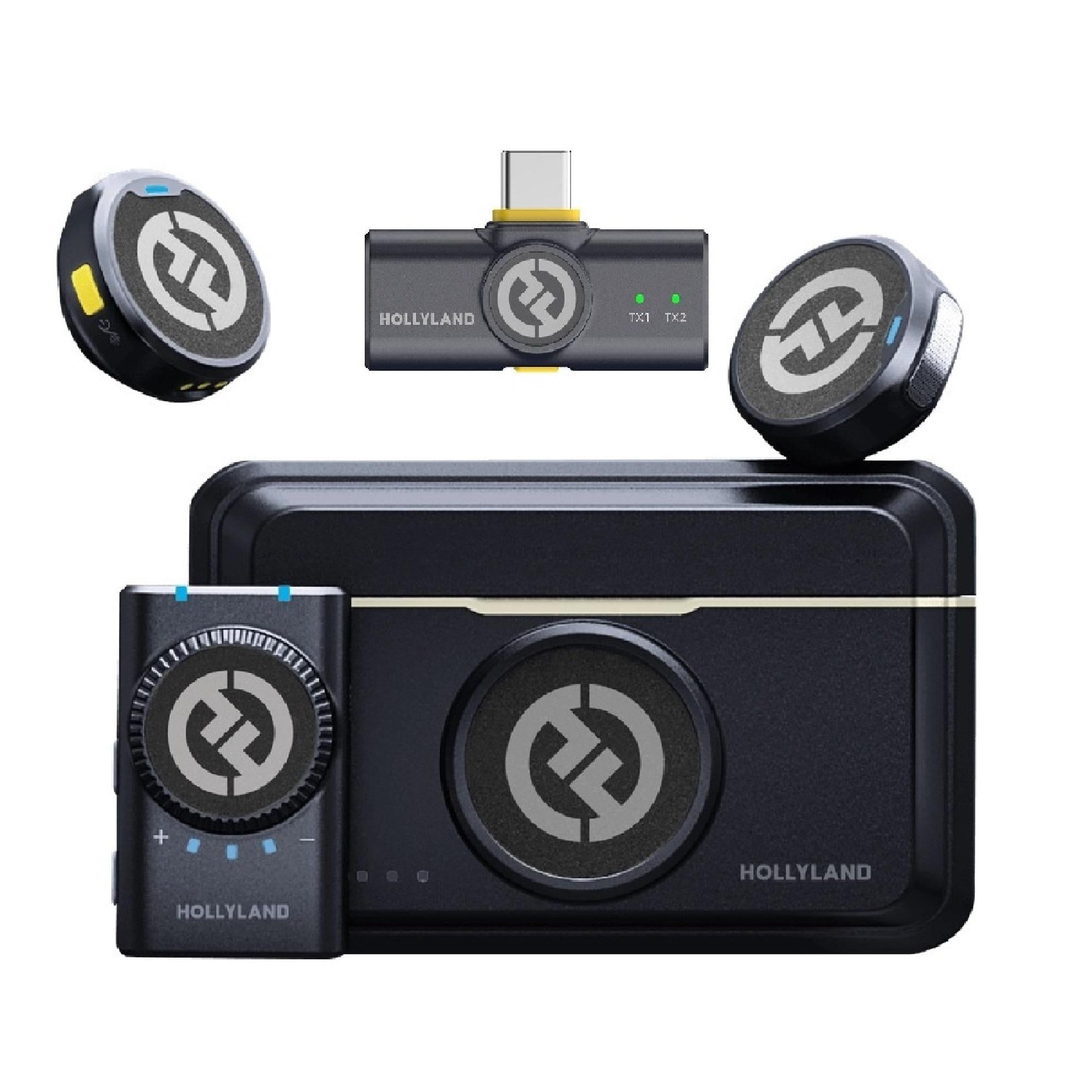 Микрофон петличный микрофон Hollyland Lark M2 Combo USB Type-C + TRS 3.5 мм black для iPhone/ Android/ с зарядным кейсом 2 шт. (52008)