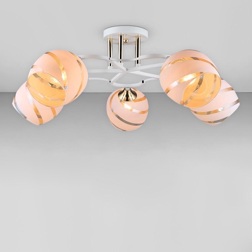 Люстра потолочная Light House SR-18990/5 FGD+WT 660х250 мм E27 Белый/Золотой