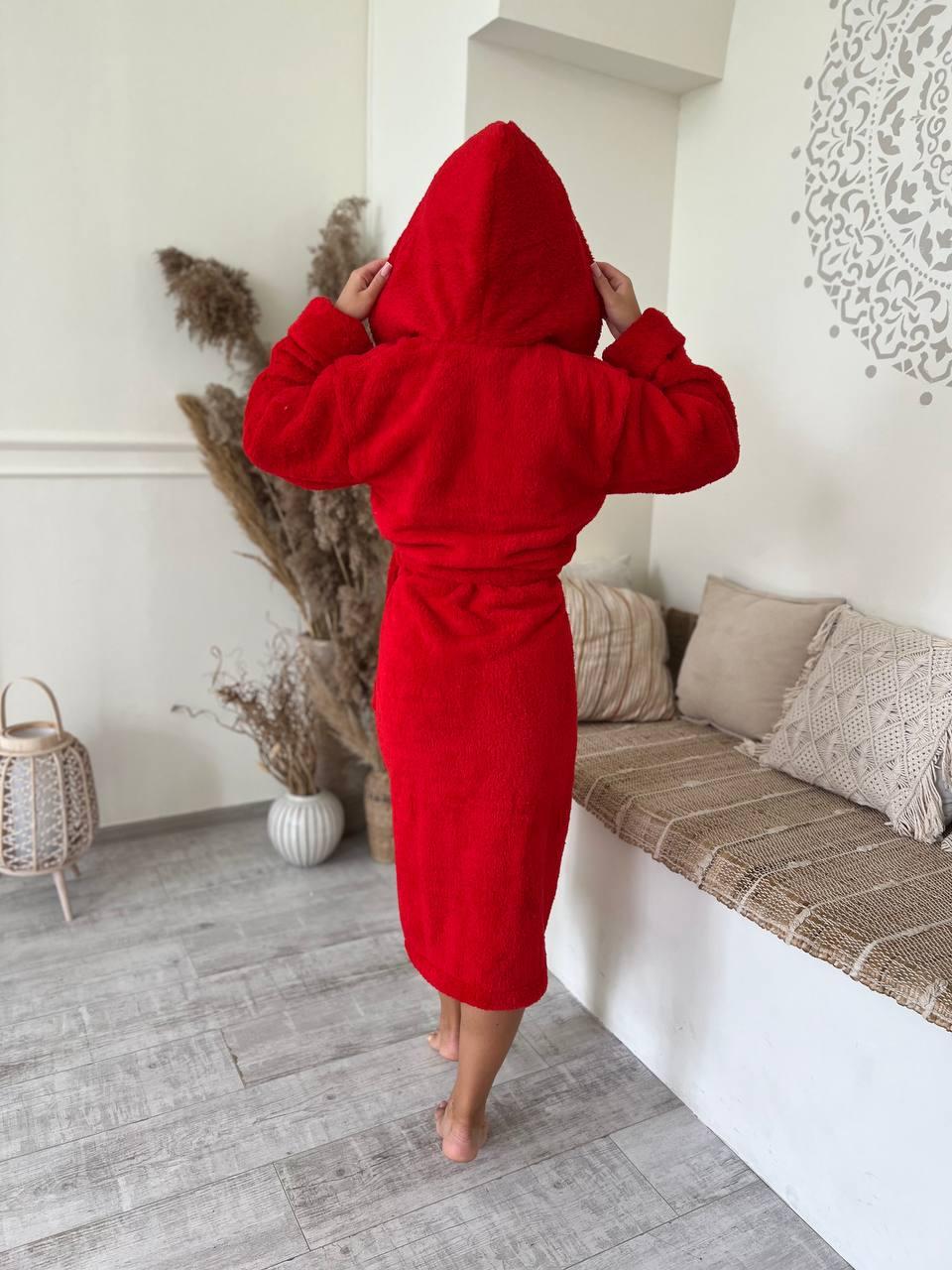 Халат женский махровый на запах XL Красный (Д-al-halat-004-04) - фото 4 Халат женский махровый на запах XL Красный (Д-al-halat-004-04) - фото 4