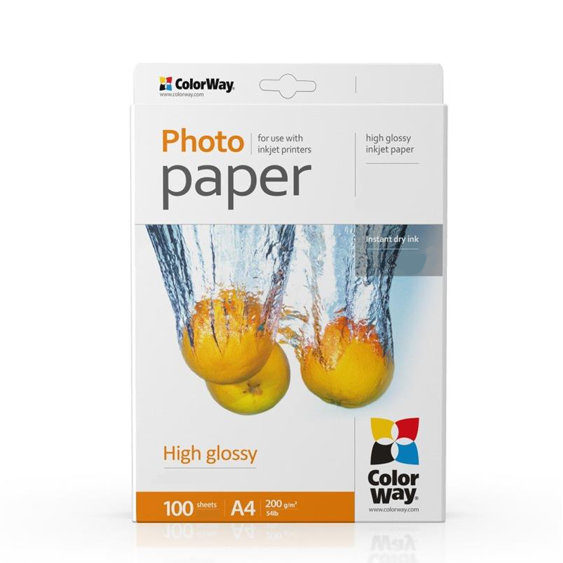 Фотобумага ColorWay глянцевая A4 плотность 200 г/м2 упаковка 100 листов