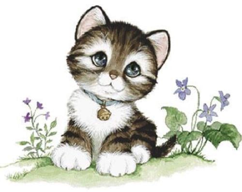 Алмазная мозаика Котенок в цветах 30х25 см (DM.032)