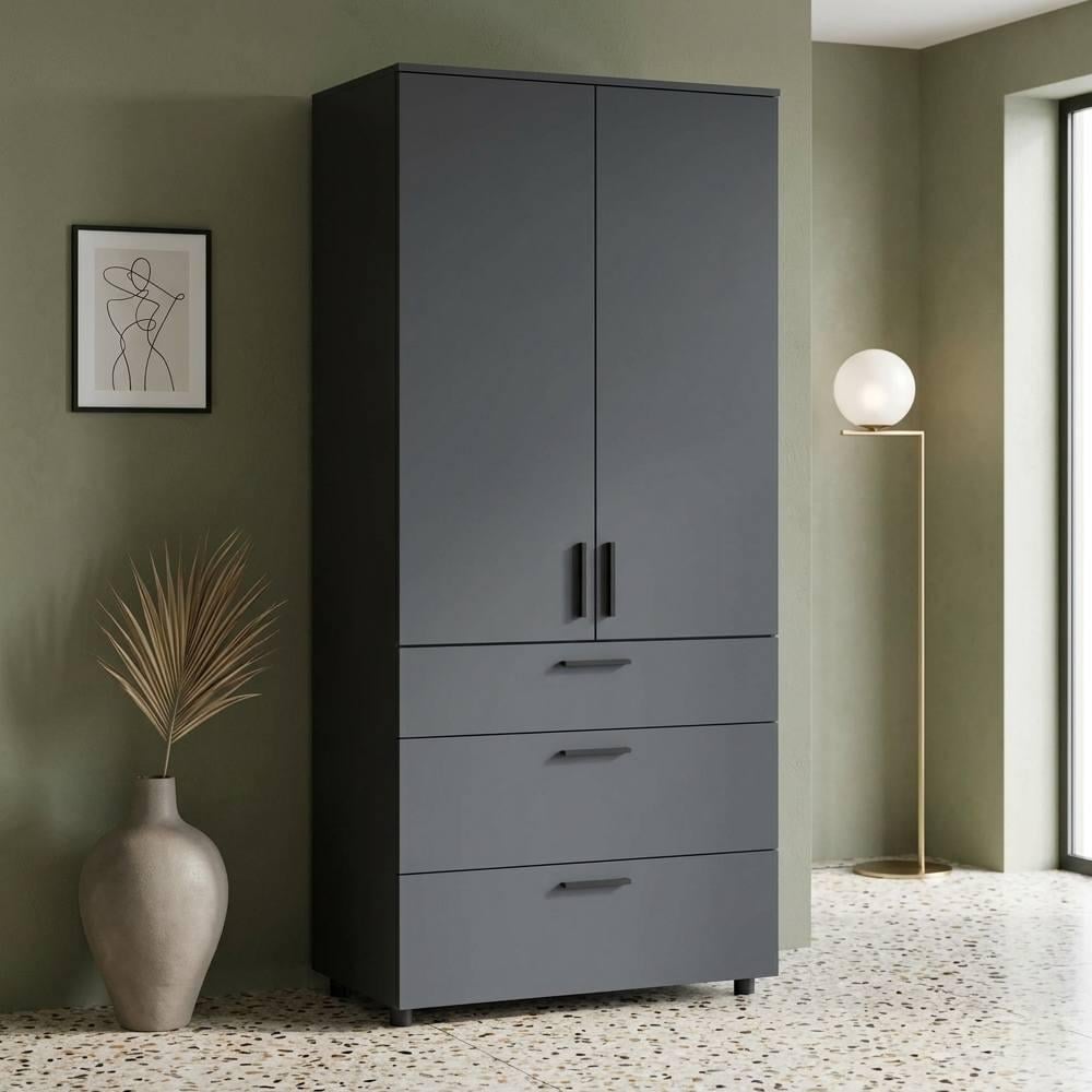Шкаф для одежды Doros Торн 2 ДСП/3Ш полки 90х51,6х200 см Антрацит (DRS-012072)