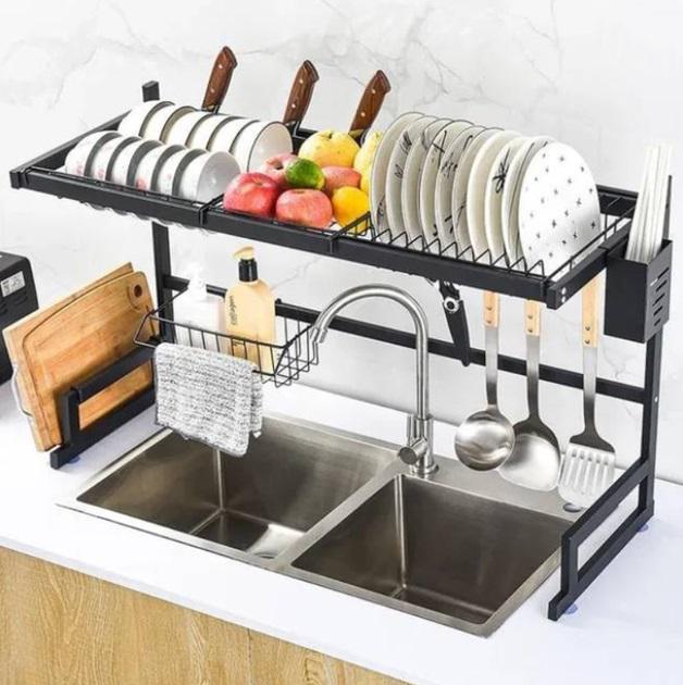 Сушарка кухонна для сушіння посуду над раковиною Kitchen Rack Чорний - фото 5 Сушарка кухонна для сушіння посуду над раковиною Kitchen Rack Чорний - фото 5