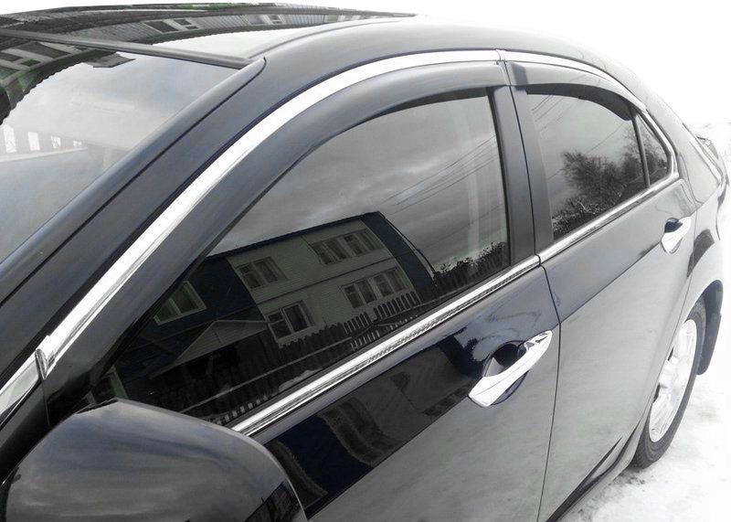 Ветровики с хром молдингом SD HIC для Honda Accord VIII 2008-2012 гг. поликарбонат Черный